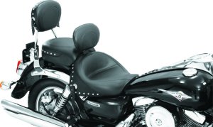 Kawasaki Nomad Tour Two-Piece Motorcycle Seat - Mustang Motorcycle - w/Driver Backrest Studs - Black - `05-`08 Kawasaki Nomad Tour Two-Piece Motorcycle Seat - Mustang Motorcycle - w/Driver Backrest Studs - Black - `05-`08